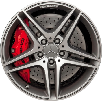 Mercedes-Benz C63 2012-2015 grey machined 18x8 aluminum wheels or rims. Hollander part number ALY85221, OEM part number 2044019402.
