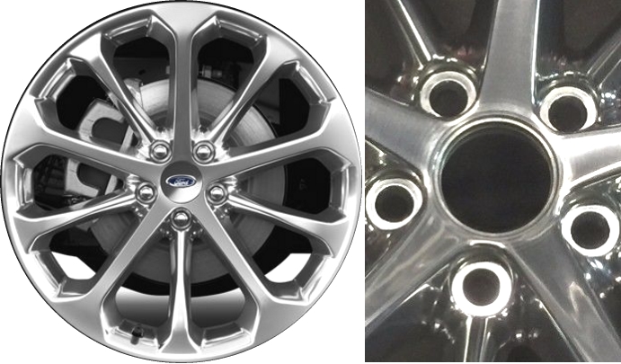 Ford Taurus 2013-2015 polished 20x8 aluminum wheels or rims. Hollander part number ALY3927A80, OEM part number DG1Z1007B.
