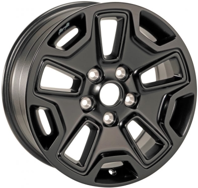 Jeep Wrangler 2013-2017, Wrangler JK 2018 powder coat black 17x7.5 aluminum wheels or rims. Hollander part number 9118U45.FFST., OEM part number 5LW63RXFAA.