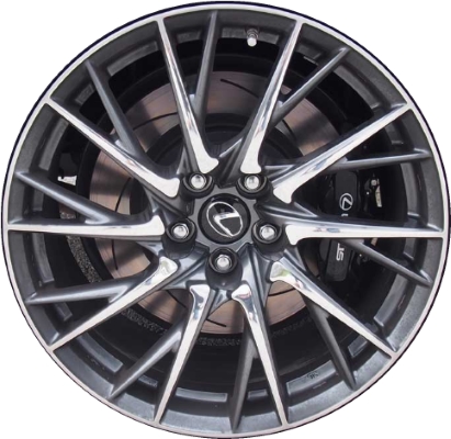 Lexus RC F 2015-2024 charcoal polished 19x9 aluminum wheels or rims. Hollander part number ALY74323, OEM part number 42611-24770.