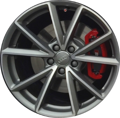 Audi S4 2015-2016 grey machined 19x8.5 aluminum wheels or rims. Hollander part number ALY58967, OEM part number 8K0601025CT.