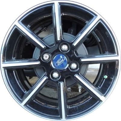 Ford Fiesta 2014-2019 black machined 16x6.5 aluminum wheels or rims. Hollander part number ALY10009U45/10008, OEM part number FE8Z1007A.