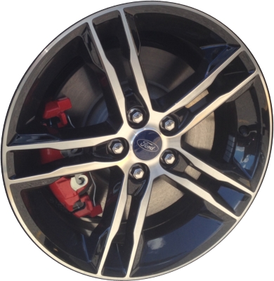 Ford Focus 2015-2018 black machined 18x8 aluminum wheels or rims. Hollander part number ALY10015, OEM part number FM5Z1007D.