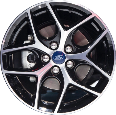 Ford Focus 2015-2018 black machined 17x7 aluminum wheels or rims. Hollander part number ALY10012, OEM part number FM5Z1007A.