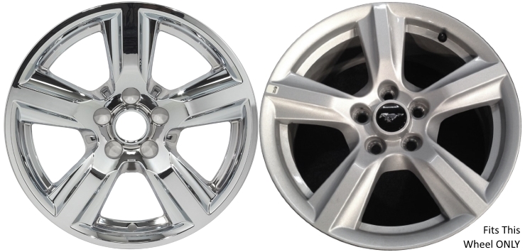 Ford Mustang 2015-2019 Chrome, 5 Spoke, Plastic Hubcaps, Wheel Covers, Wheel Skins, Imposters. ONLY Fits 17 Inch Alloy Wheel Pictured. Part Number IMP-408X/7015PC.