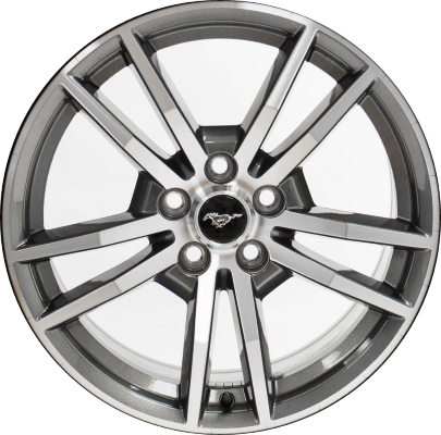 Ford Mustang 2015-2017 charcoal machined 18x8 aluminum wheels or rims. Hollander part number ALY10030U30, OEM part number FR3Z1007B.