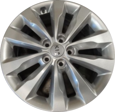 KIA Sedona 2015-2018 powder coat silver 18x7 aluminum wheels or rims. Hollander part number ALY74716U20/74747, OEM part number 52910A9200.