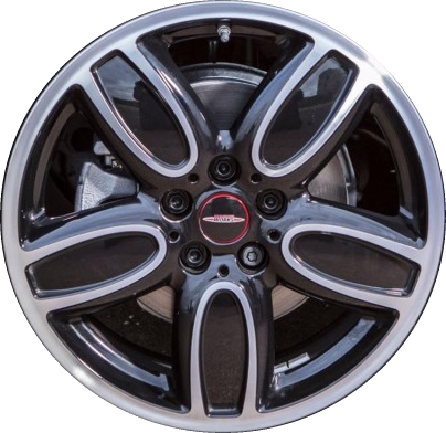 Mini Cooper (Convertible) 2016-2023, Cooper (Hardtop) 2015-2023 black machined 18x7 aluminum wheels or rims. Hollander part number 86240, OEM part number 36116858900, 36116855115.