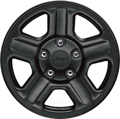 Jeep Wrangler 2015-2017, Wrangler JK 2018 powder coat black 16x7 steel wheels or rims. Hollander part number STL9072U45, OEM part number Not Yet Known.