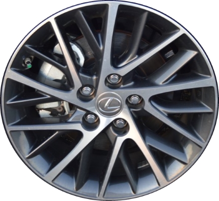 Lexus ES350 2016-2018 charcoal machined 17x7 aluminum wheels or rims. Hollander part number ALY74332U30, OEM part number 42611-33B00, 42611-06D60.
