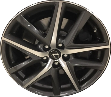 Lexus GS Turbo 2017, GS200t 2016, GS300-2018-2019, GS350-2016-2020, GS450h 2016-2018 charcoal machined 19x8 aluminum wheels or rims. Hollander part number 74347, OEM part number 42611-30E10, 42611-30E00.