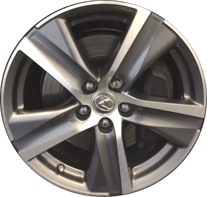 Lexus GS Turbo 2017, GS200t 2016, GS300-2018-2019, GS350-2016-2020, GS450h 2016-2018 grey machined 18x8 aluminum wheels or rims. Hollander part number 74346, OEM part number 42611-30D60, 42611-30D70.