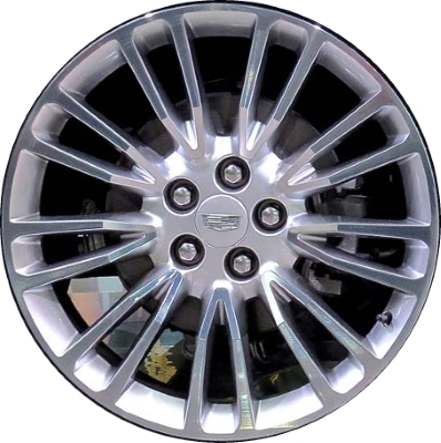 Cadillac CT6 2016-2018 silver polished 20x8.5 aluminum wheels or rims. Hollander part number ALY4765U77, OEM part number 23391985.