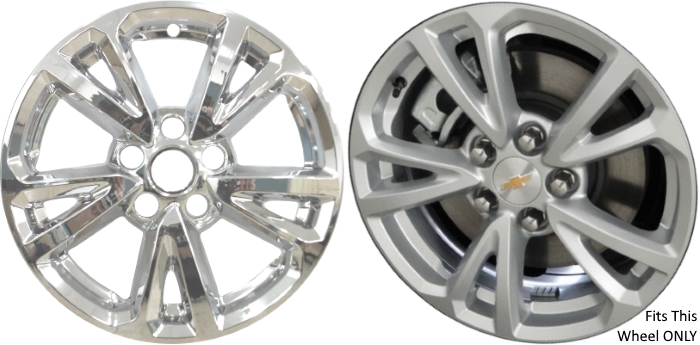 Chevrolet Equinox 2016-2017 Chrome, 5 Double Spoke, Plastic Hubcaps, Wheel Covers, Wheel Skins, Imposters. ONLY Fits 17 Inch Alloy Wheel Pictured. Part Number IMP-384X/7016PC.
