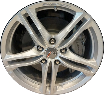 Chevrolet Corvette 2016-2019 powder coat silver 18x8.5 aluminum wheels or rims. Hollander part number ALY5726U20/5729, OEM part number 22959760.