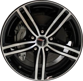 Chevrolet Corvette 2016-2019 black machined 18x8.5 aluminum wheels or rims. Hollander part number ALY5726U45/5729, OEM part number 22959762.