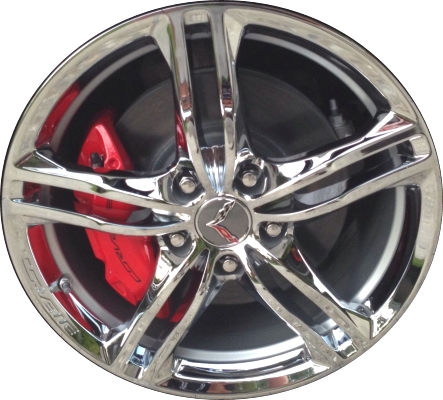 Chevrolet Corvette 2016-2019 chrome 18x8.5 aluminum wheels or rims. Hollander part number ALY5726U85/5729, OEM part number 22959763.