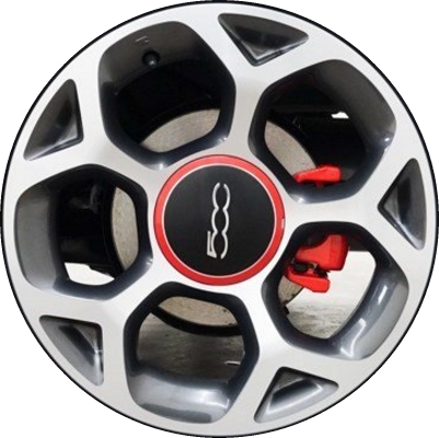 Fiat 500 2015-2016, 500c 2015-2016 grey or black machined 16x6.5 aluminum wheels or rims. Hollander part number 96011U, OEM part number Not Yet Known.