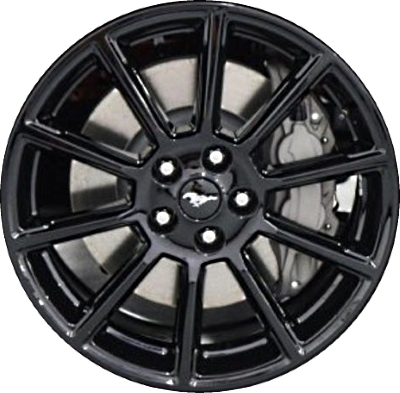 Ford Mustang 2016 powder coat black 19x8.5 aluminum wheels or rims. Hollander part number ALY10080, OEM part number GR3Z1007A.