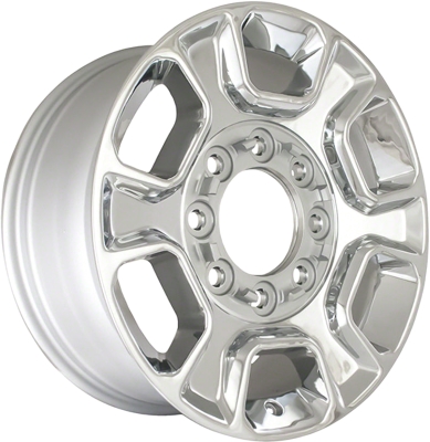 Chevrolet Silverado 2500 2011-2016, Silverado 3500 SRW 2011-2016, GMC Sierra 2500 2011-2018, Sierra 3500 SRW 2011-2018 chrome 18x8 aluminum wheels or rims. Hollander part number 97376, OEM part number Not Yet Known.