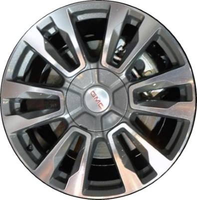 GMC Terrain 2016-2017 charcoal machined 19x7 aluminum wheels or rims. Hollander part number ALY5768, OEM part number 23446996.