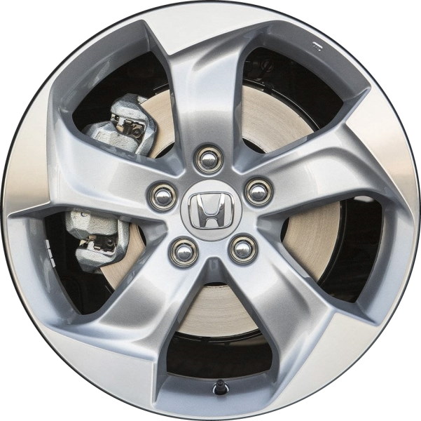 Honda HR-V 2016-2022 silver machined 17x7.5 aluminum wheels or rims. Hollander part number ALY64075U10, OEM part number 42700T7WA82, 42700T7WA70.