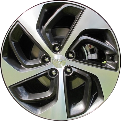 Hyundai Tucson 2016-2018 charcoal machined 19x7.5 aluminum wheels or rims. Hollander part number ALY70895, OEM part number 52910D3410.