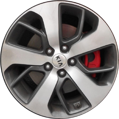 KIA Optima 2016-2020 grey machined 18x7.5 aluminum wheels or rims. Hollander part number ALY74732/74733, OEM part number 52910D4330.