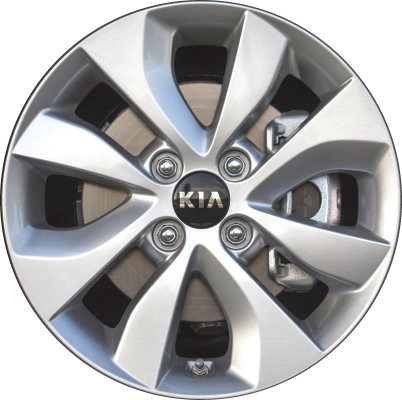 KIA Rio 2016-2017 powder coat silver 15x5.5 aluminum wheels or rims. Hollander part number ALY74726, OEM part number 529101W650.