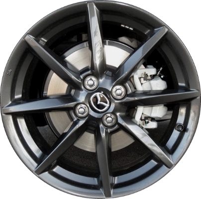 Mazda MX-5 Miata 2016-2023 powder coat dark charcoal 17x7 aluminum wheels or rims. Hollander part number ALY64966U30, OEM part number 9965857070.