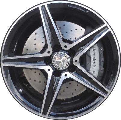 Mercedes-Benz C43 2017-2019, C450 2016 black machined 18x7.5 aluminum wheels or rims. Hollander part number 85445, OEM part number 2054014800.