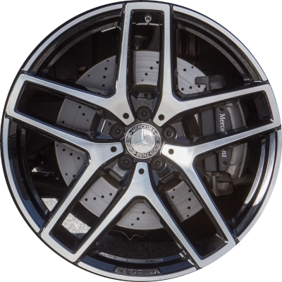 Mercedes-Benz GLE43 2017-2019, GLE450 2016 black machined 21x10 aluminum wheels or rims. Hollander part number 85490, OEM part number 2924011600, 29240129007X23.