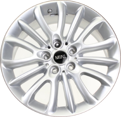 Mini Clubman 2016-2024 powder coat silver or black 17x7.5 aluminum wheels or rims. Hollander part number ALY86228U, OEM part number 36116856046, 36116856047.