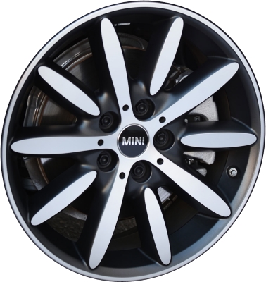 Mini Cooper 2016-2022 charcoal machined 17x7 aluminum wheels or rims. Hollander part number ALY86318, OEM part number 36116855112.