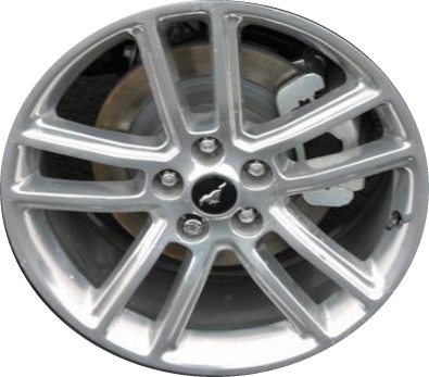 Ford Mustang 2015-2017 polished 19x8.5 aluminum wheels or rims. Hollander part number ALY10079, OEM part number GR3Z1007B.