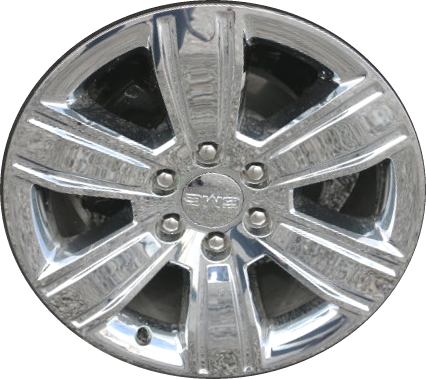 GMC Sierra 1500 2016-2018, Sierra 1500 Limited 2019 chrome clad 20x9 aluminum wheels or rims. Hollander part number 5752, OEM part number 23220752.