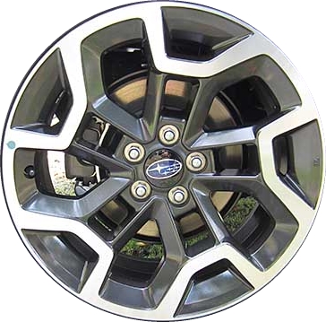 Subaru Crosstrek 2016-2017 charcoal machined 17x7 aluminum wheels or rims. Hollander part number ALY68836, OEM part number 28111FJ170.