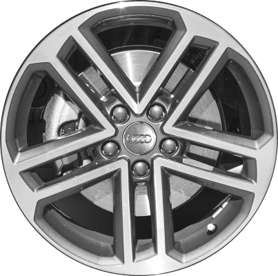 Audi A3 2017-2020 grey machined 18x8 aluminum wheels or rims. Hollander part number ALY59021, OEM part number 8V0601025DG.