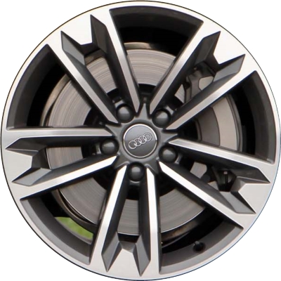 Audi Allroad 2017-2025 dark grey machined 18x7.5 aluminum wheels or rims. Hollander part number ALY59013, OEM part number 8W9601025C.