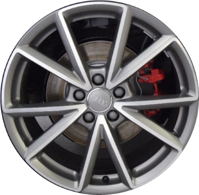 Audi S3 2017-2018 grey machined 19x8 aluminum wheels or rims. Hollander part number ALY59022, OEM part number 8V0601025AT.