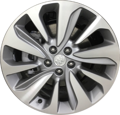 Buick Encore 2017-2022 grey or charcoal machined 18x7 aluminum wheels or rims. Hollander part number ALY4148U/4776, OEM part number 42671504, 42403094.
