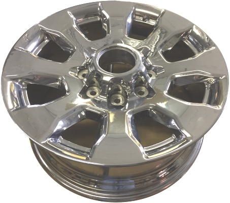 Ford F-250 2017-2019, F-350 SRW 2017-2019 chrome 20x8 aluminum wheels or rims. Hollander part number 10100, OEM part number HC3Z-1007-H.