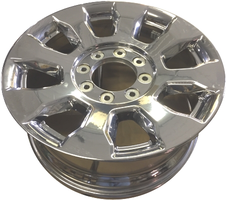 Ford F-250 2017-2019, F-350 SRW 2017-2019 chrome 20x8 aluminum wheels or rims. Hollander part number 10101, OEM part number HC3Z-1007-J.