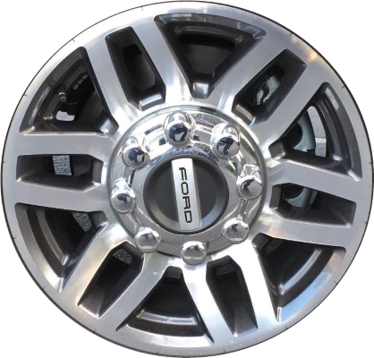 Ford F-250 2017-2019, F-350 SRW 2017-2019 charcoal machined 18x8 aluminum wheels or rims. Hollander part number 10099, OEM part number HC3Z1007A.