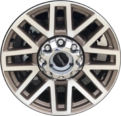 Ford F-250 2017-2019, F-350 SRW 2017-2019 tan machined 20x8 aluminum wheels or rims. Hollander part number 10104U65, OEM part number HC3Z-1007-F.