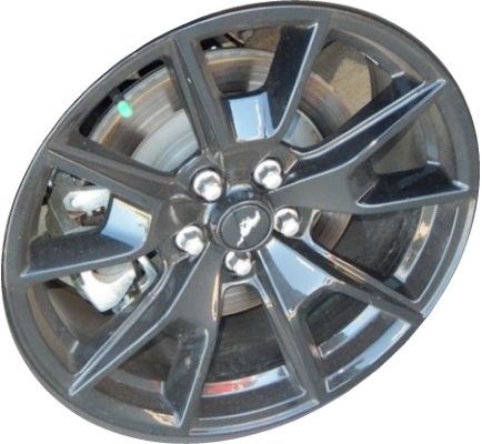 Ford Mustang 2017 powder coat black 19x8.5 aluminum wheels or rims. Hollander part number ALY10033U45/10132, OEM part number HR3Z1007A.