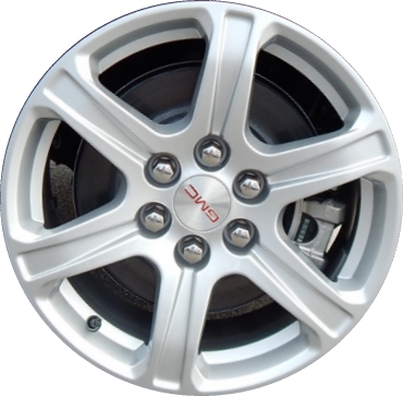 GMC Acadia 2017-2023 powder coat silver 17x7.5 aluminum wheels or rims. Hollander part number ALY5795U20, OEM part number 22996312.