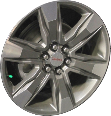 GMC Acadia 2017-2019 charcoal machined 20x8 aluminum wheels or rims. Hollander part number ALY5799, OEM part number 22996319.