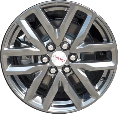 GMC Acadia 2017-2019 powder coat hyper silver 18x7.5 aluminum wheels or rims. Hollander part number ALY5798U79/5797HH, OEM part number 22996315.