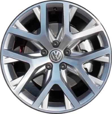 Volkswagen Golf 2017-2019 grey machined 18x7.5 aluminum wheels or rims. Hollander part number ALY70015, OEM part number 5G0601025BMZD8.